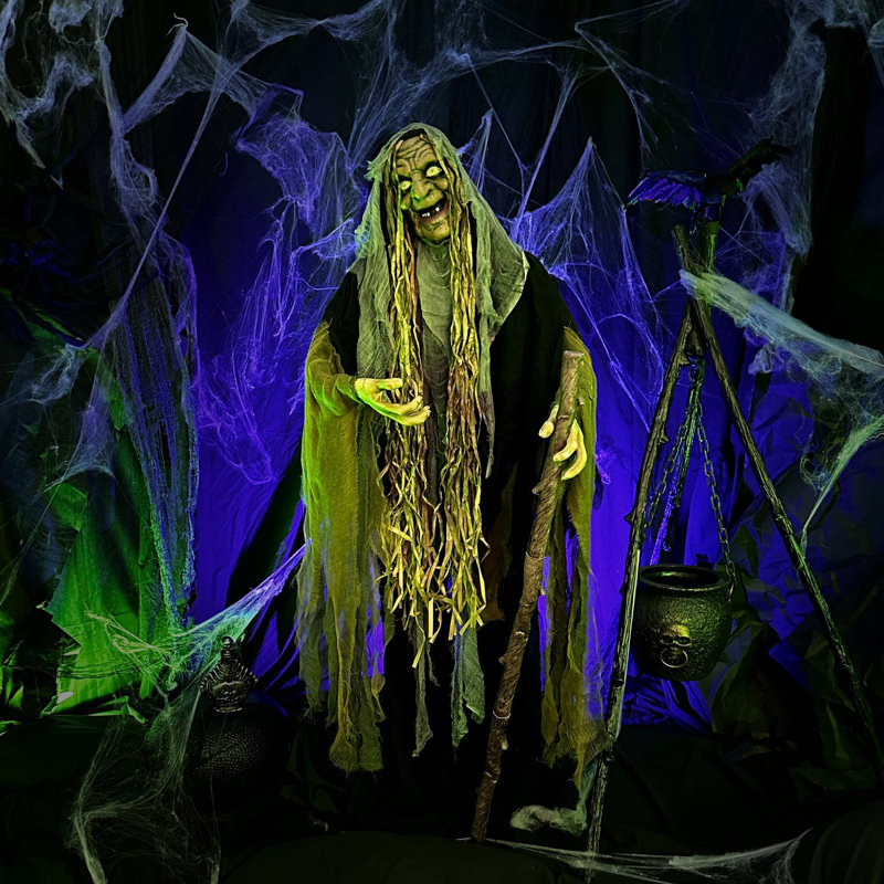 Haunted Hill Farm 68 In. Life-Size Talking Swamp Witch Halloween